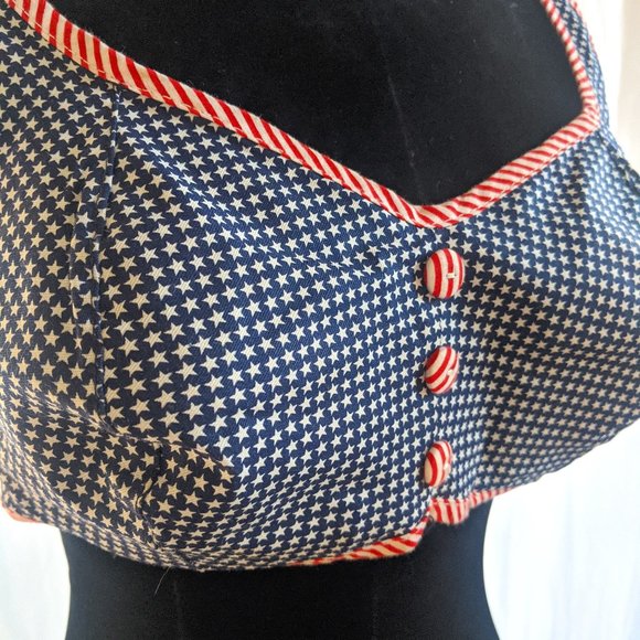RARE ICONIC AMERICANA vintage American flag bikini top WOMEN'S SIZE LARGE - Picture 1 of 6